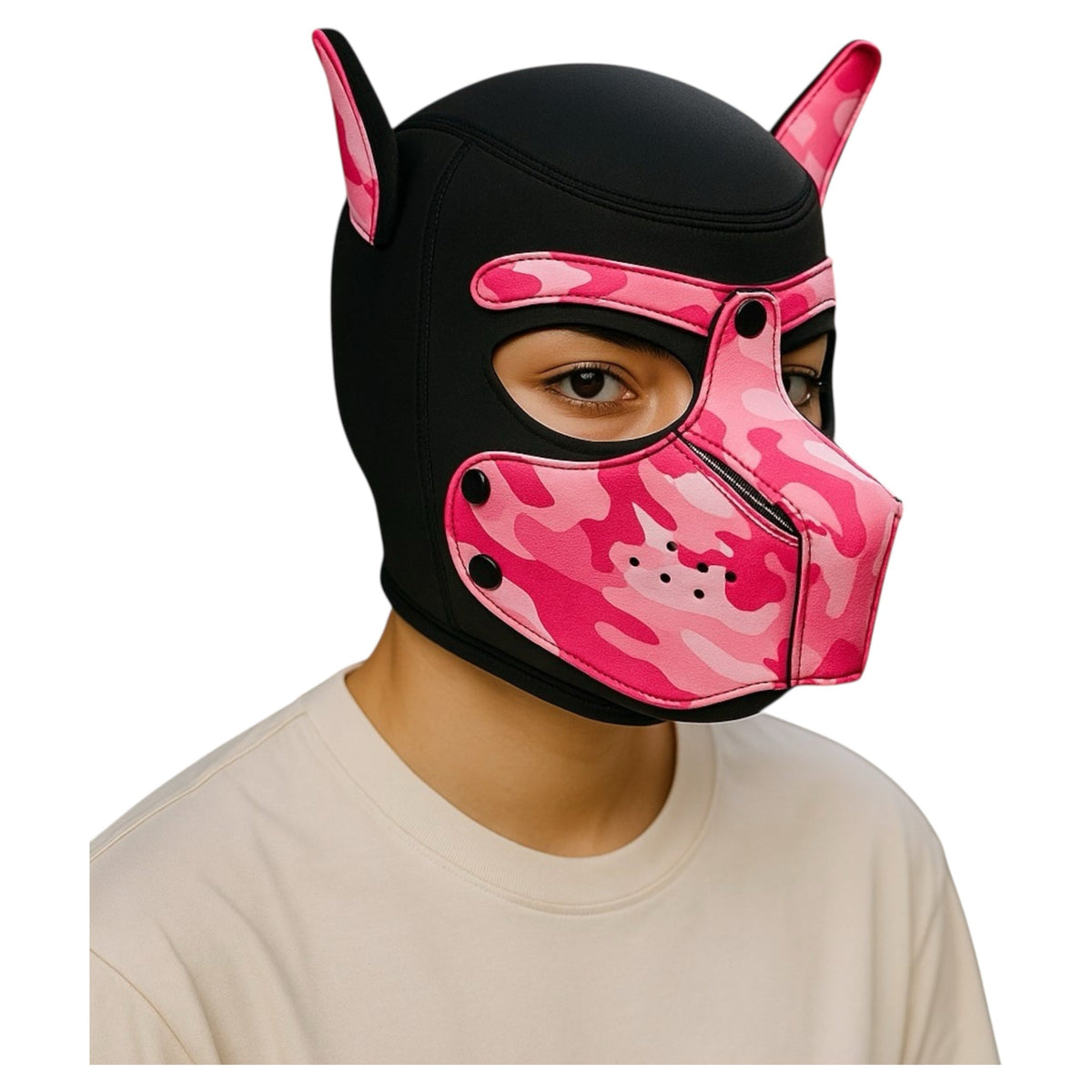 BDSM Dog Mask in Pink Camo with Adjustable Straps