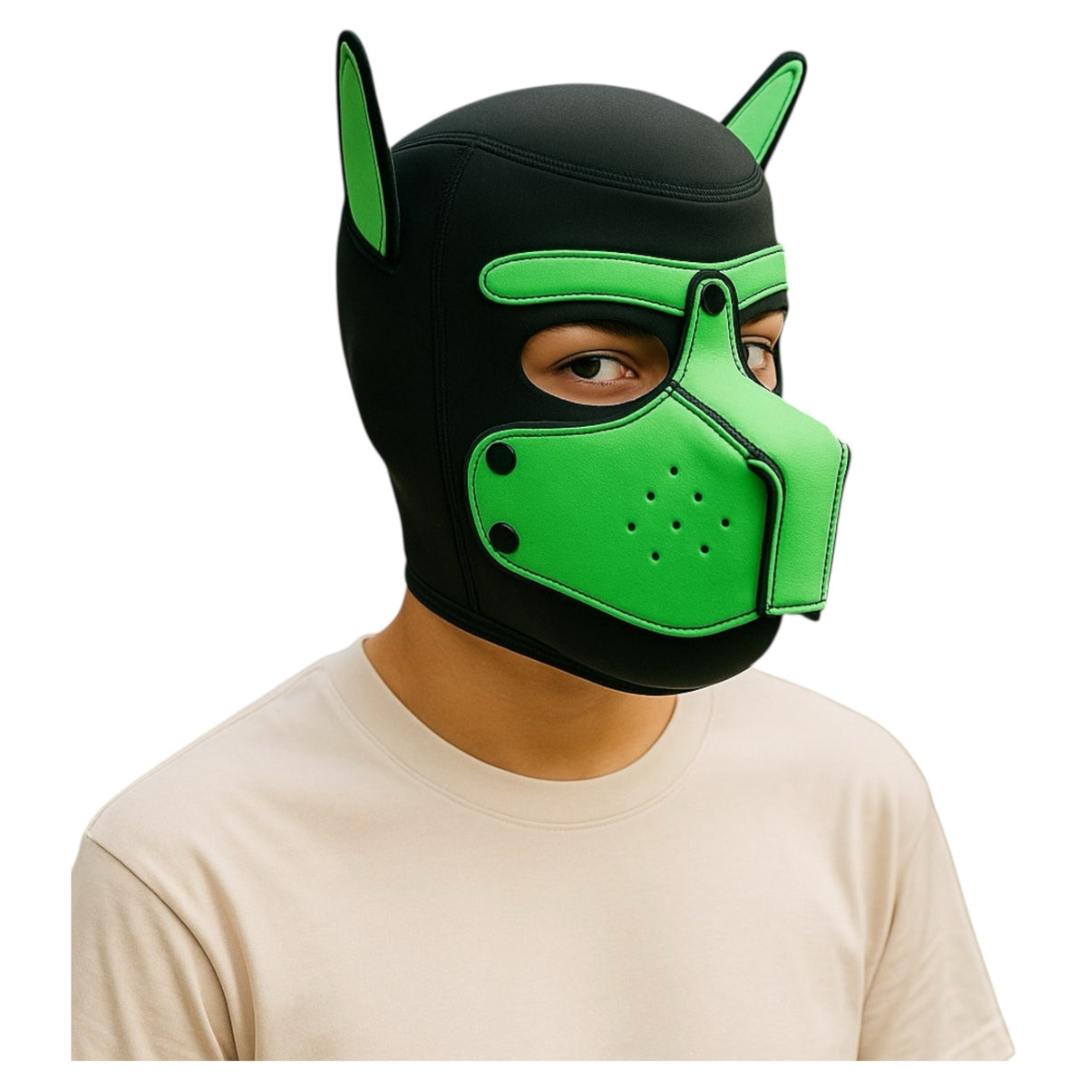 BDSM Dog Mask in Green with Adjustable Straps