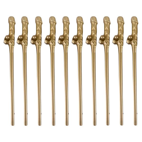 Penis Drinking Straws Gold 10 Pack