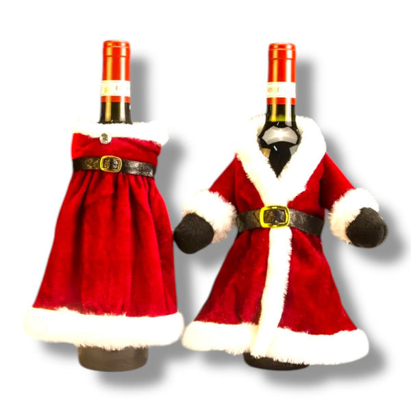 Disfraz navideño para botella de vino, estilo hombre o mujer