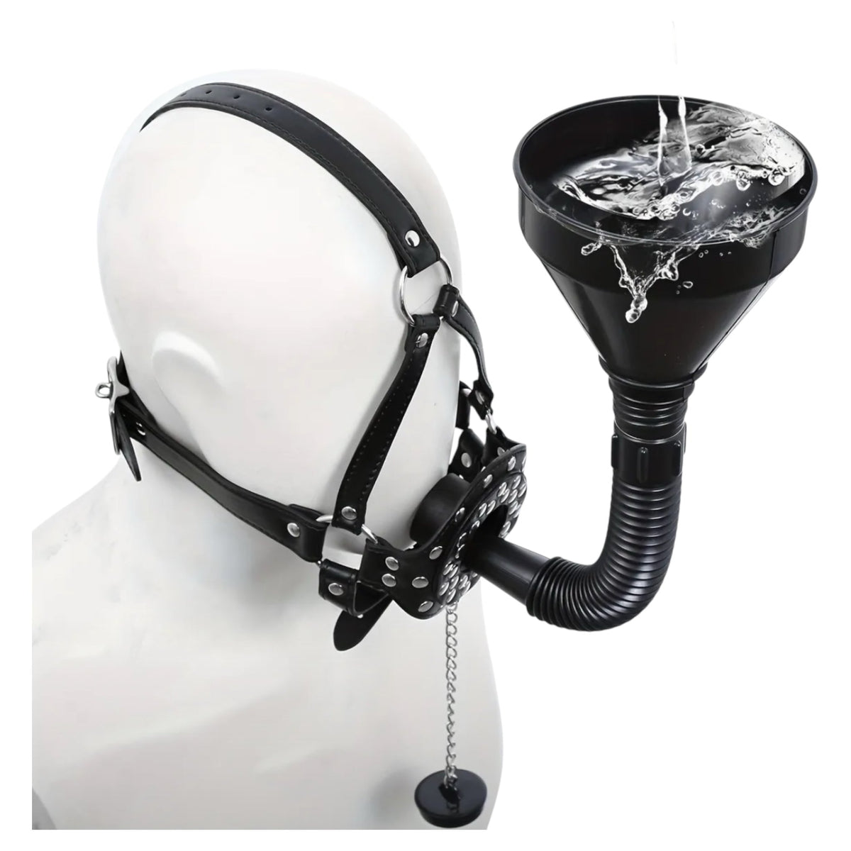Extreme BDSM Drink Mask with Funnel and Hose