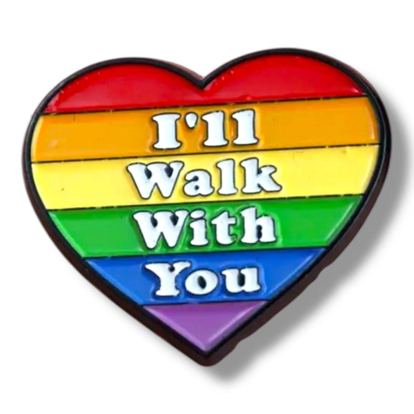 Przypinka emaliowana Serce I Walk With You, 2,5 x 3 cm