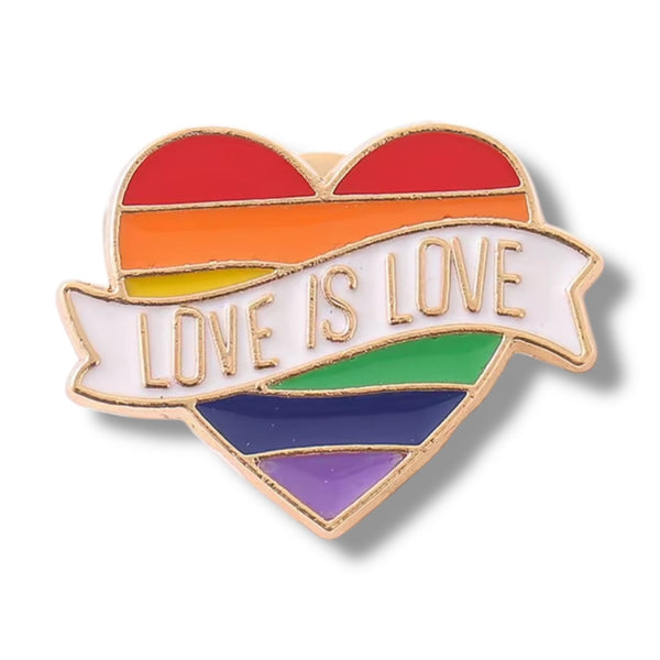 Złota przypinka Serce Love Is Love