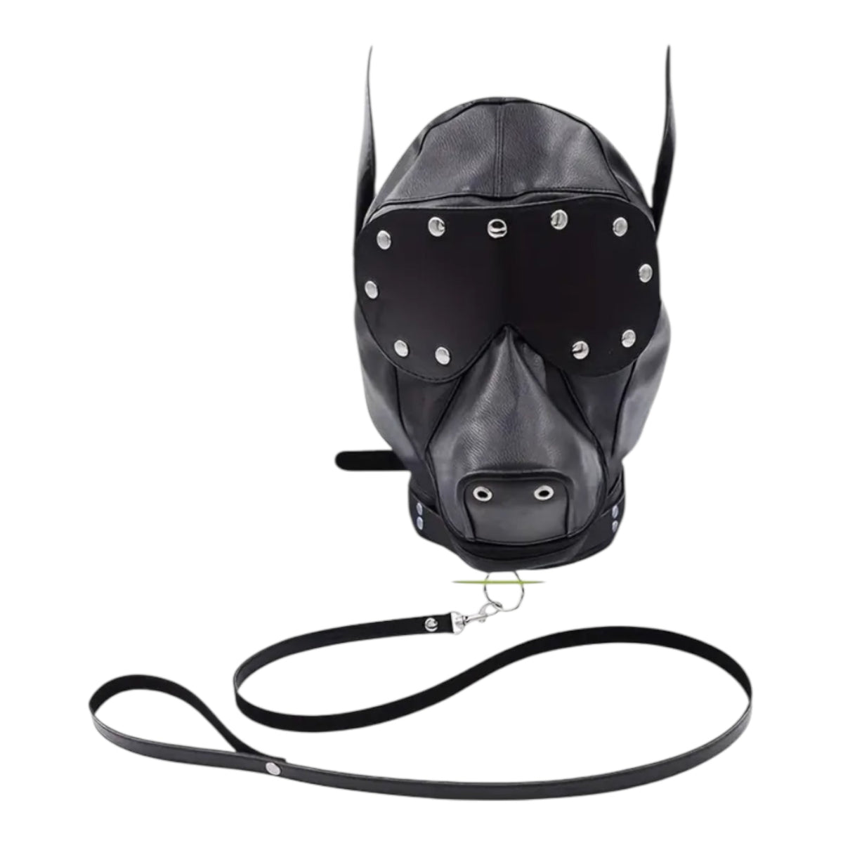 Deluxe Puppy Play Dog Mask with Leash in Black