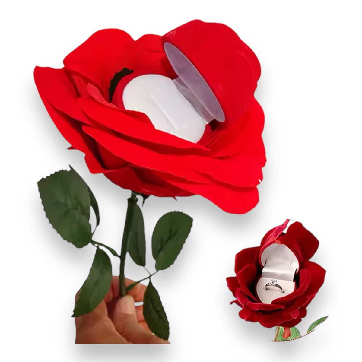 Rose Wedding Ring Box Deluxe with Soft-Touch Finish