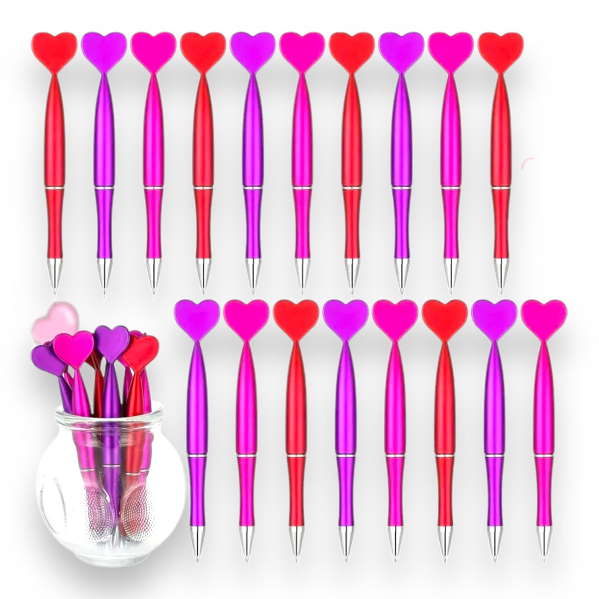 Heart Ballpoint Pens 14 cm - Set of 3