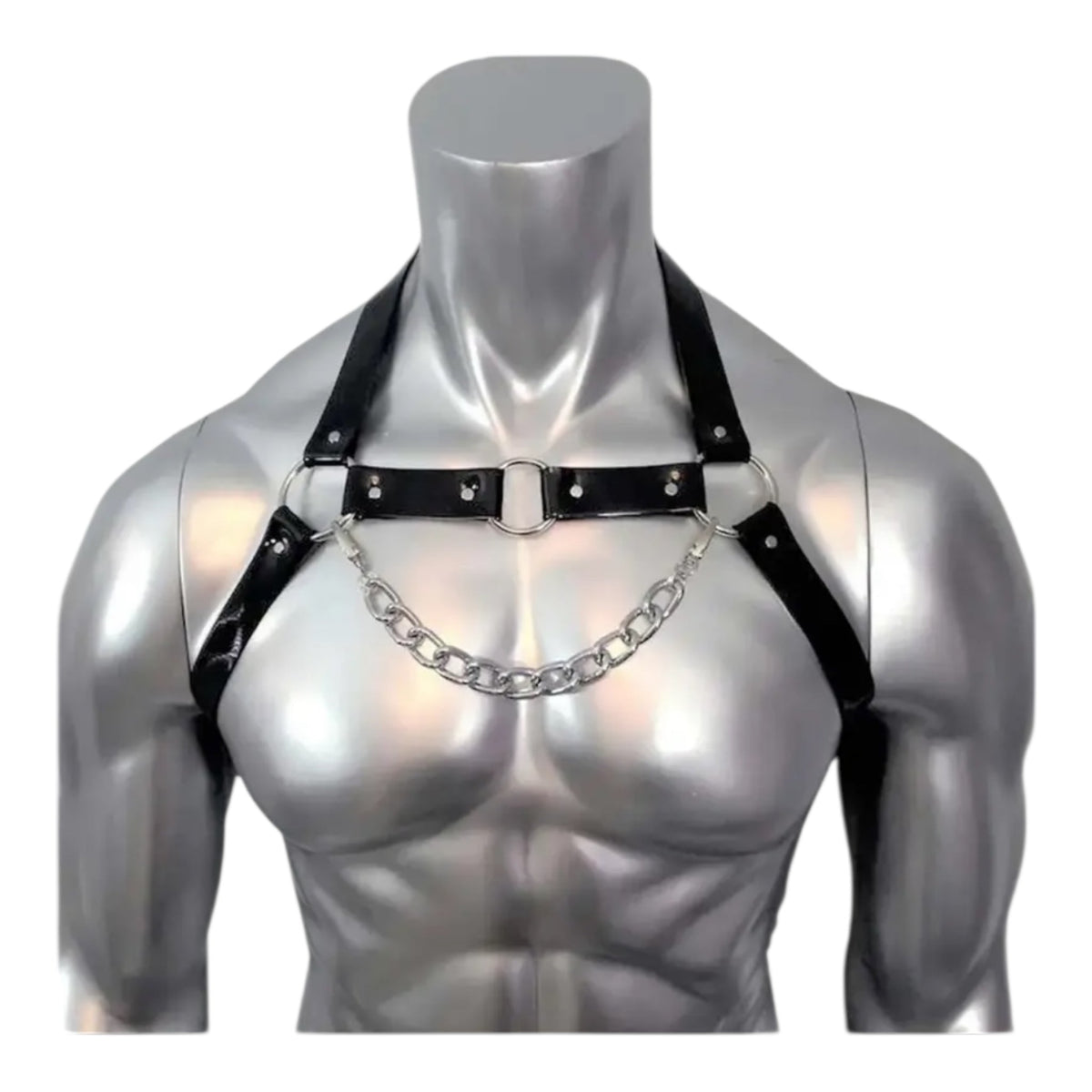 Black Body Harness with Adjustable Straps and Metal Rings
