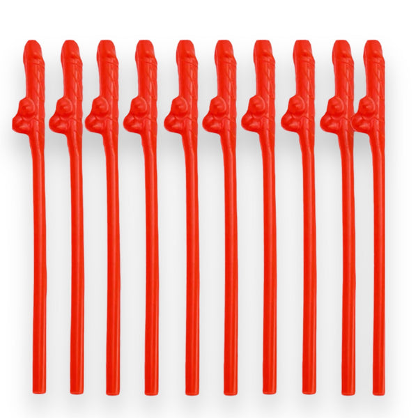 Penis Drinking Straws Red 10 Pack