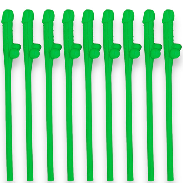Penis Drinking Straws Green 10 Pack