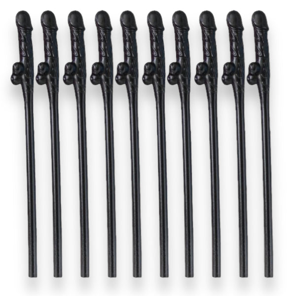 Penis Drinking Straws Black 10 Pack