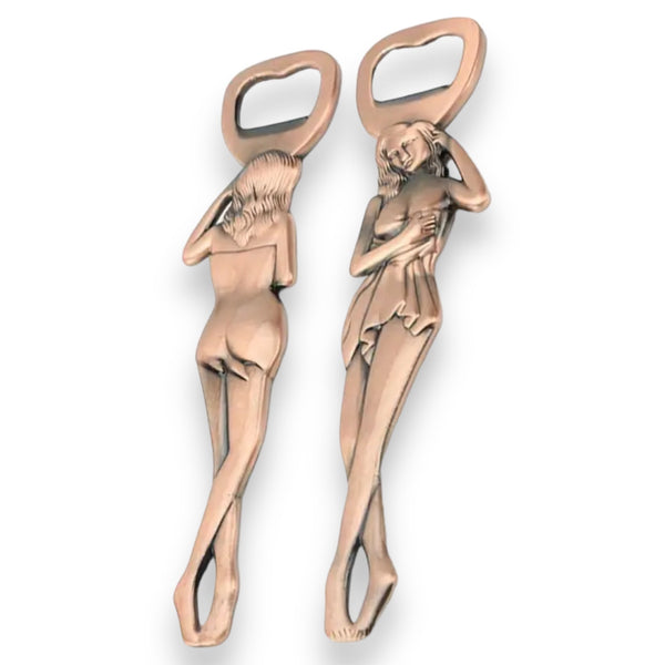 Sexy vrouw flesopener - 3,5 x 15,7 cm - Brons