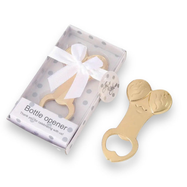 Piemel flesopener in geschenkdoos - 8,8 cm - Goud