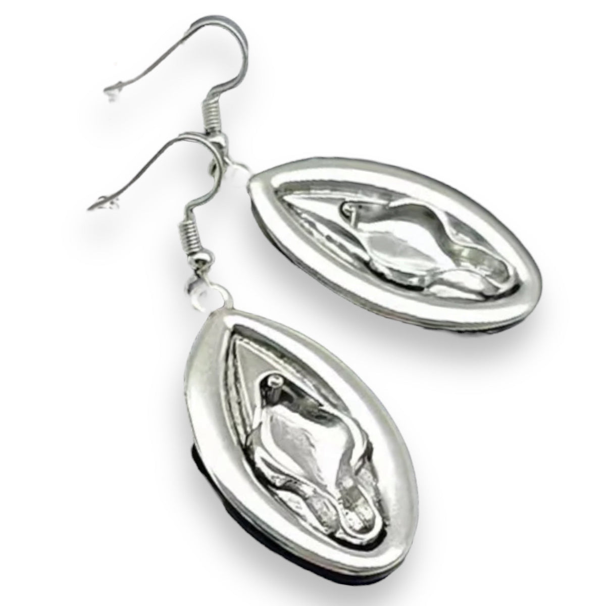 Vagina Shaped Earrings - Silver