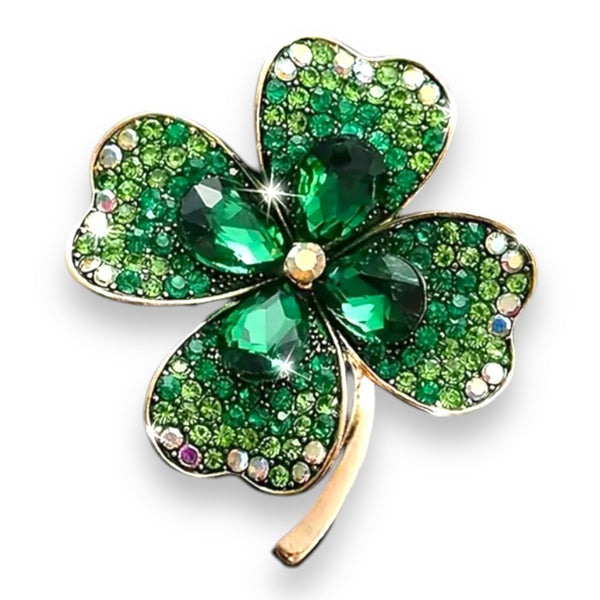 Grünes Kleeblatt Glücksblume Button Pin XL