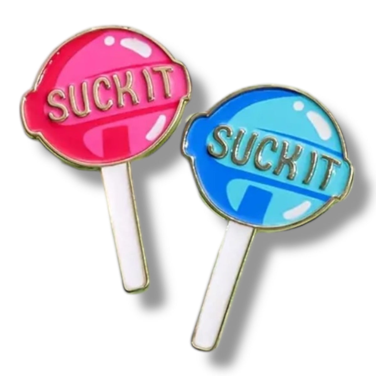 Suck It Lolly Enamel Pin Set Blue and Pink