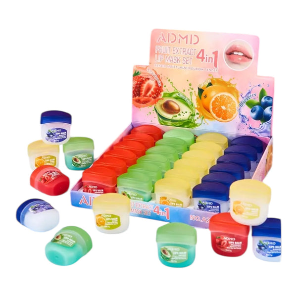 Set de 4 bálsamos labiales con extracto de frutas
