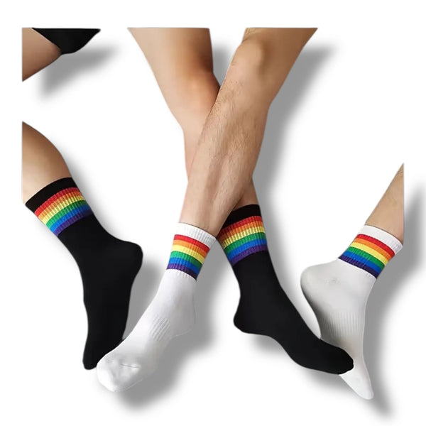 Calcetines arcoíris Pride, blanco y negro, EU 36-45