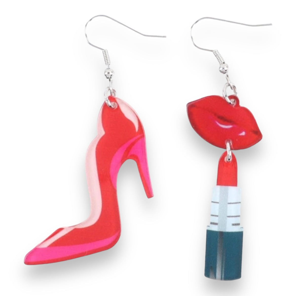 Heels And Lipstick XL Mismatched Drop Earrings