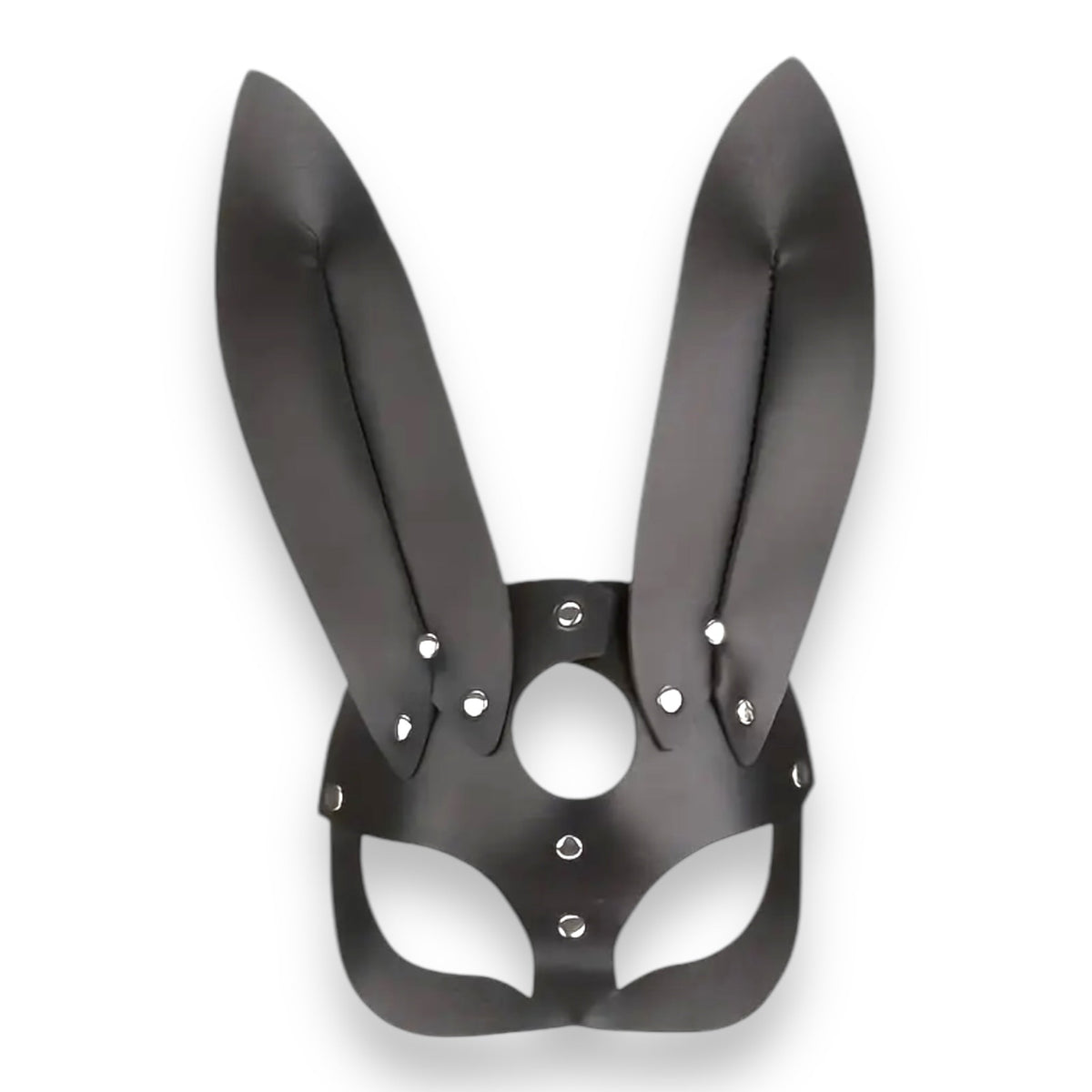 Black Faux Leather Bunny Mask