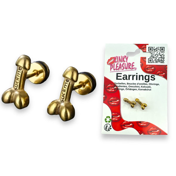 Ondeugende penis oorbellen - goud, zilver of zwart