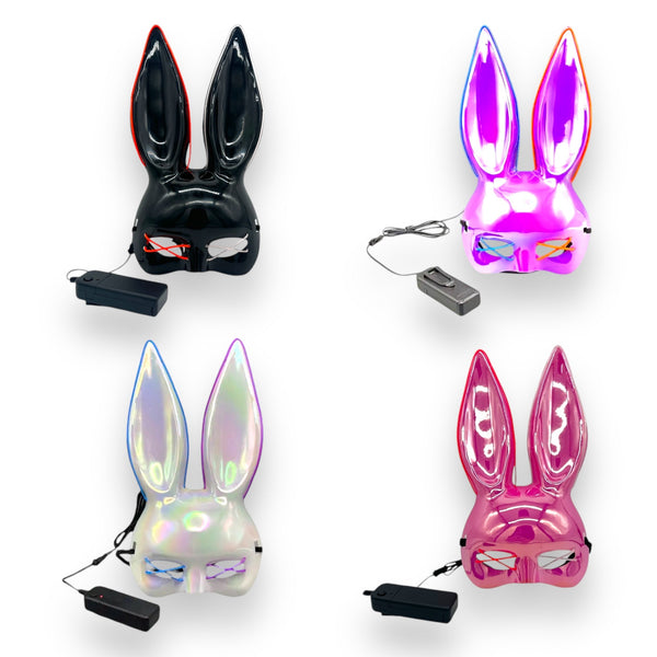 Deluxe Hasenmaske mit LED-Lichtern, Schwarz