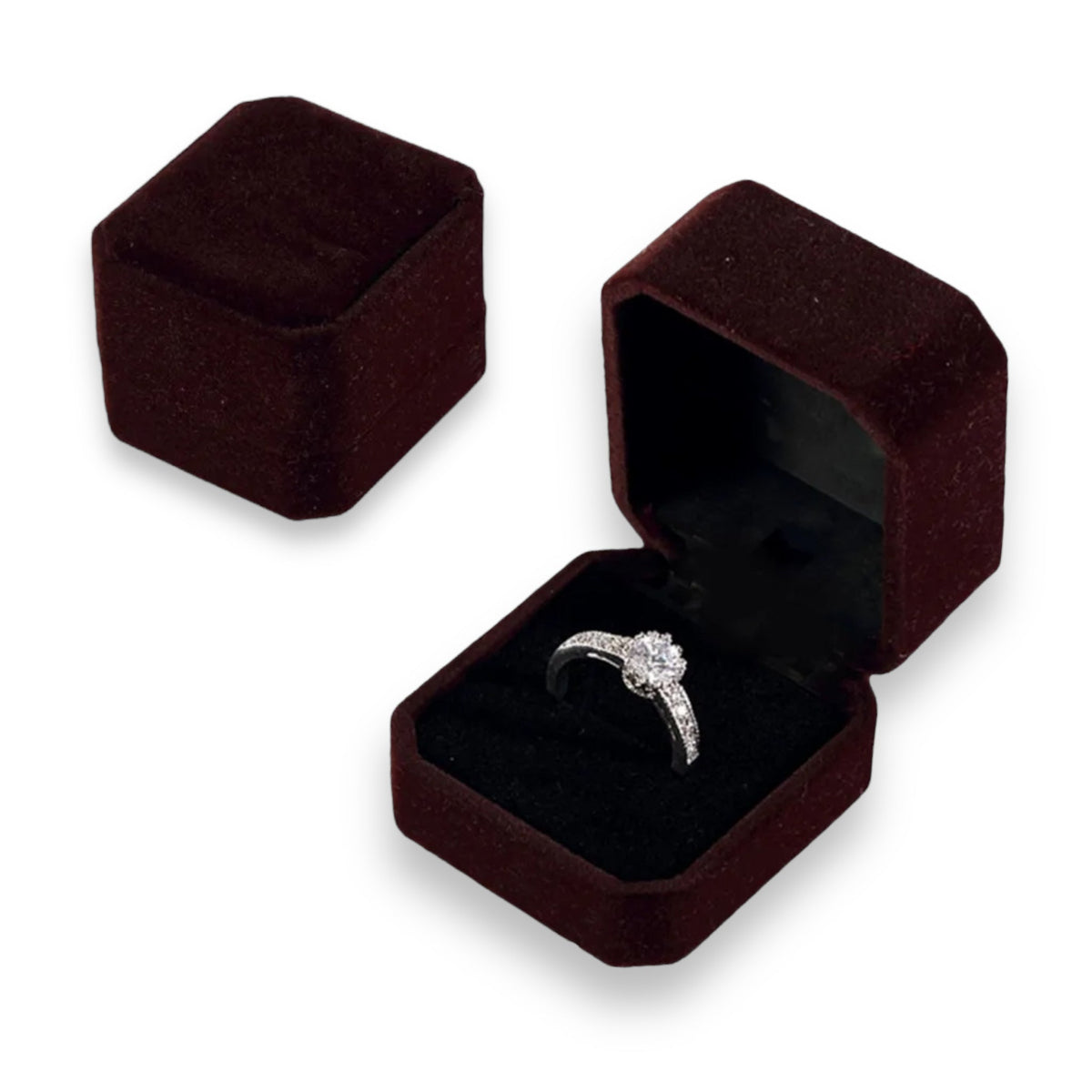 Hinged Wedding Ring Box with Cushion, 5x5cm - photo 13