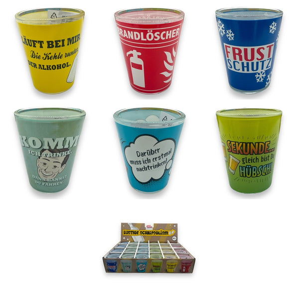Chupitos con textos en alemán, set de 6 diseños diferentes