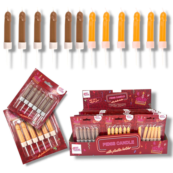 Velas em Forma de Pénis, Conjunto de 6, Duas Cores