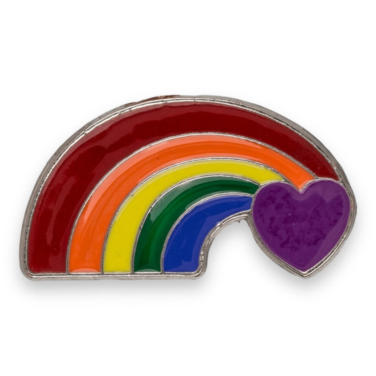 Rainbow Heart Enamel Pin Silver