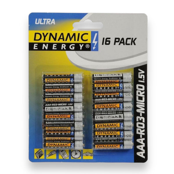 Dynamic Energy AAA-sinkbatterier, 1,5V, 16 stk.