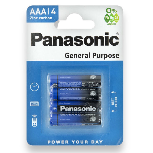 Panasonic AAA sink-karbon-batterier, pakke med 4
