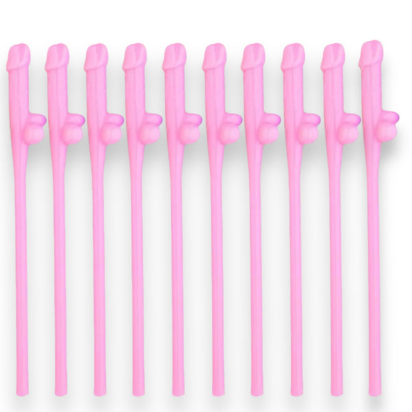 Penissugrör ljusrosa - 10-pack