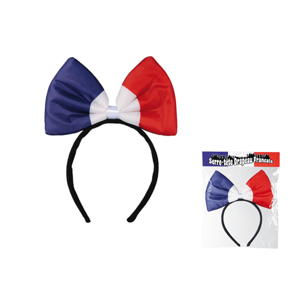 Franse Vlag Pluche Haarband met Strik