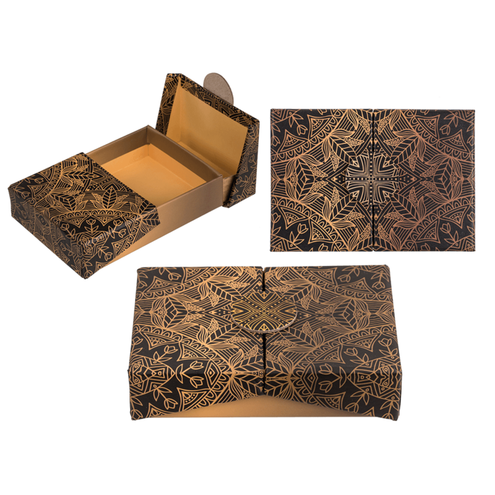 Brown Motif Jewellery Box - 12 x 8 cm